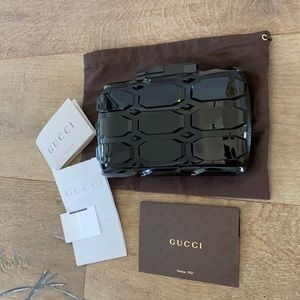 Rare Gucci Black Aristographic Plexiglass Clutch